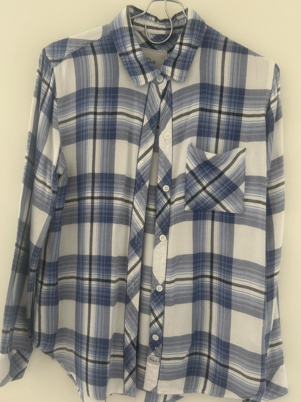 Rails Women's Blue and White Plaid Button-Down Shirt